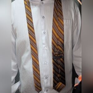 Joseph by Jos A Bank Silk Tie Brown Gold Striped Classic